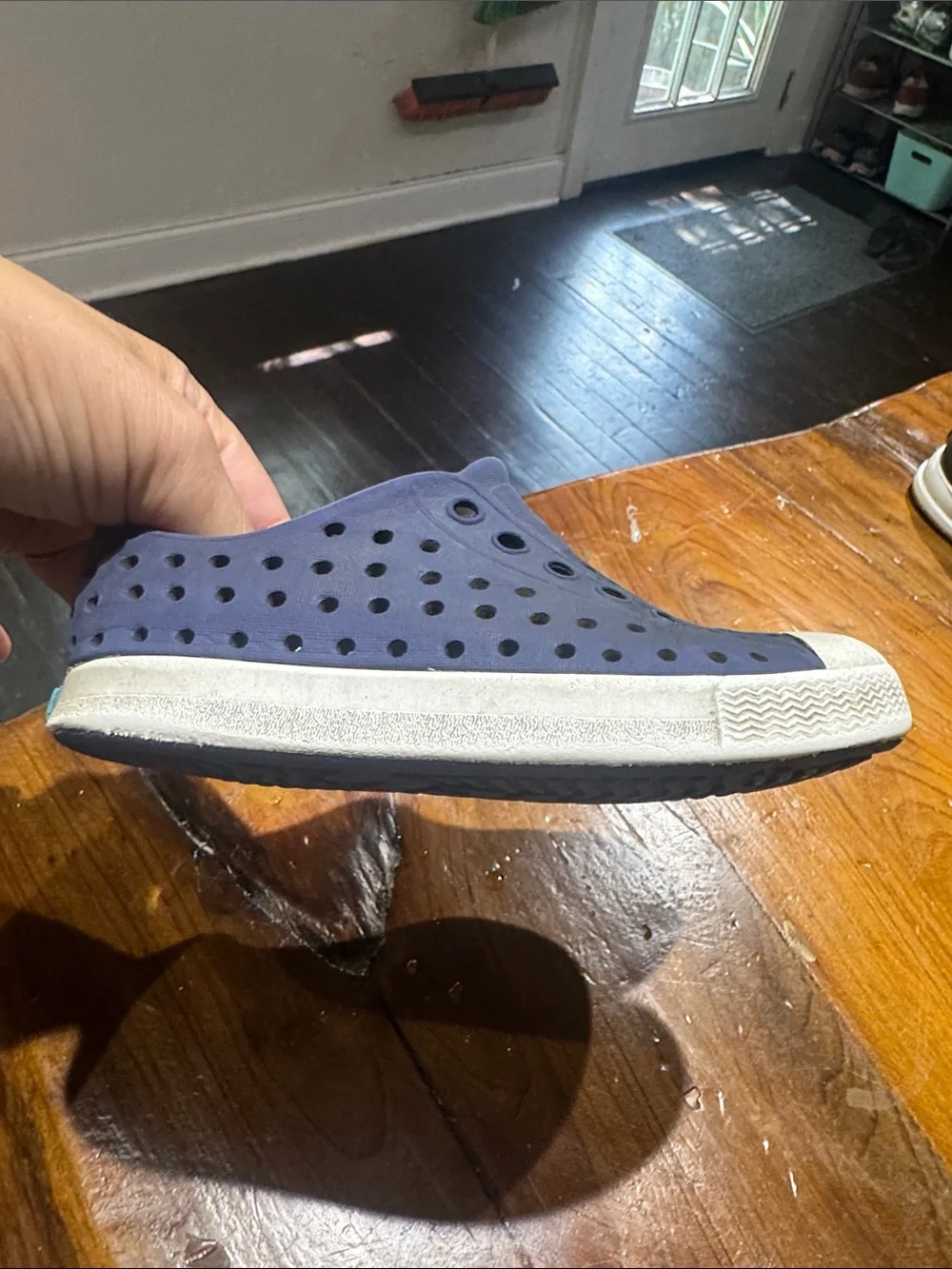 Classic Native Kids Slip-On Water Shoes in Navy with White Toe size C7